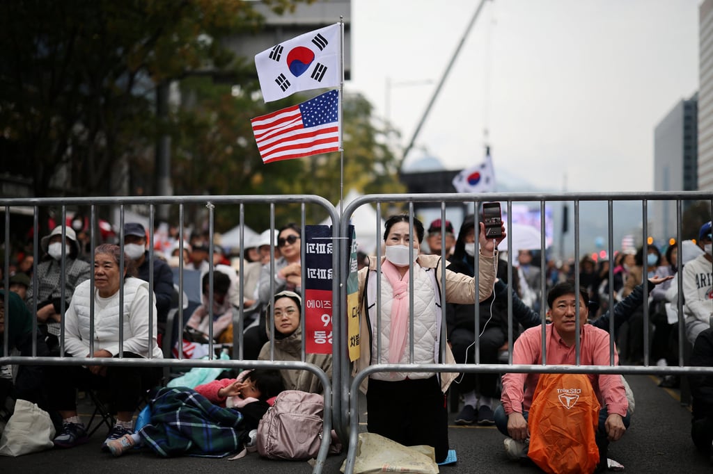 South Korean Christians attend a massive worship service in protest of anti-discrimination legislation and same-sex relationships, in central Seoul, South Korea, on Sunday. Photo: Reuters