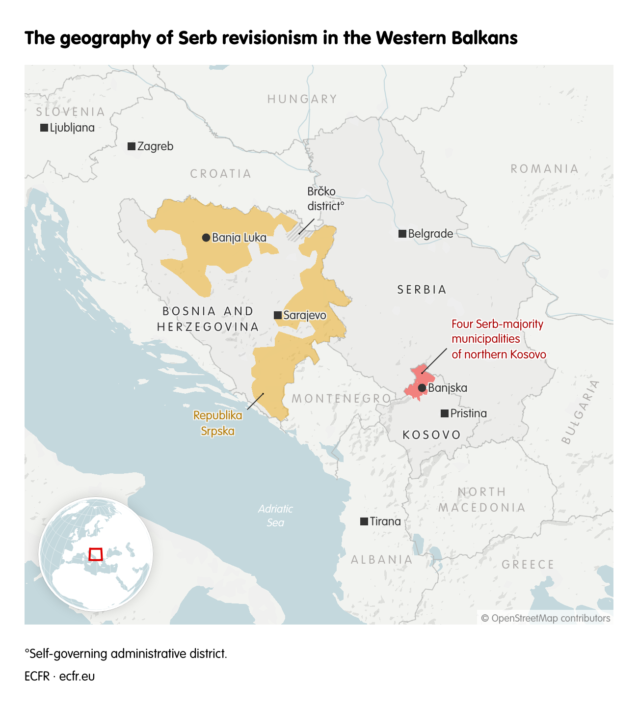 The geography of Serb revisionism in the Western Balkans