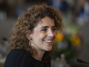 FILE -Netherlands Climate minister Sophie Hermans talks to fellow ministers during a meeting of the new government in The Hague, Netherlands, July 2, 2024.