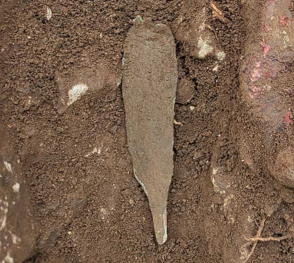 The 4,000-year-old copper dagger found in Tina Jama Cave, Italy. Image credit: Davide Bonaduce.