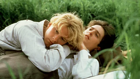 Alamy James Wilby and Hugh Grant in the film version of Maurice by EM Forster – one of Hollinghurst's strongest antecedents (Credit: Alamy)