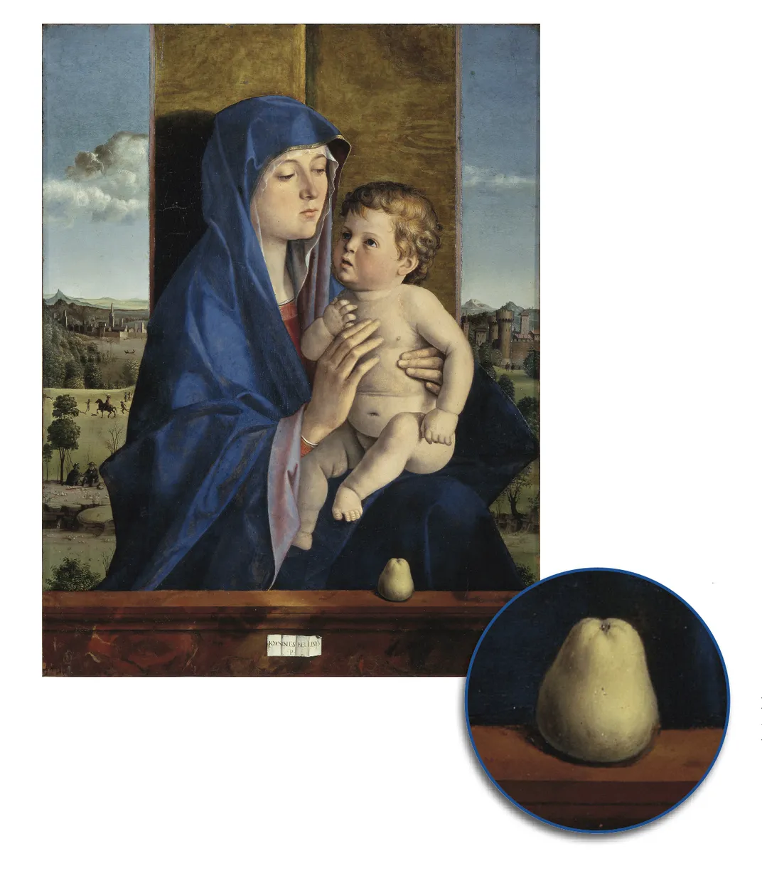 Dalla Ragione has discovered that the fruit in Bellini’s Madonna With Child, sometimes known as Madonna of the Pear, is actually a cow-nose apple.