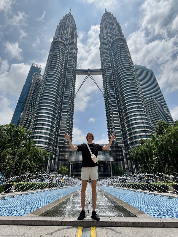 Trevor Friesen visits the Petronas Towers in Malaysia.