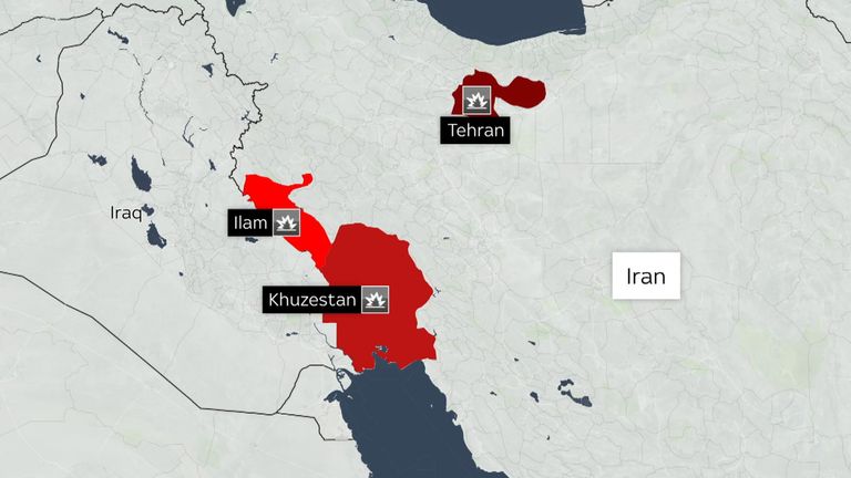 A map of where Israel struck in Iran