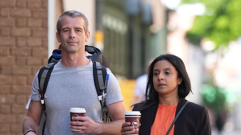 Sean Harper and his wife Shiza Harper outside Chelmsford Crown Court where they are on trial alongside Mark Christopher and Matthew Martin, charged with conspiracy to kidnap and conspiracy to commit false imprisonment. The court was previously told that the group of four defendants had gone to the coroner's court in Chelmsford on April 20 2023 in search of Essex senior coroner, Lincoln Brookes. Picture date: Friday July 19, 2024.